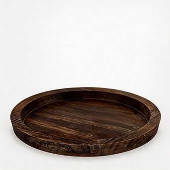 Round Wooden Candle Tray Rustic Farmhouse Home Table Decor