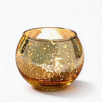 12 Pack Gold Mercury Glass Votive Holders for Wedding Table Decor