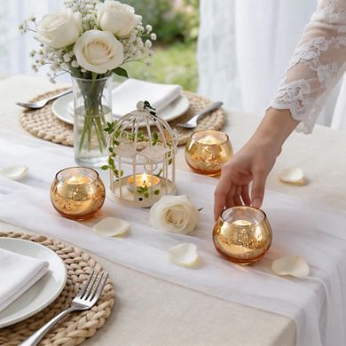 12 Pack Gold Mercury Glass Votive Holders for Wedding Table Decor