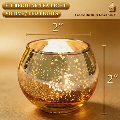 12 Pack Gold Mercury Glass Votive Holders for Wedding Table Decor