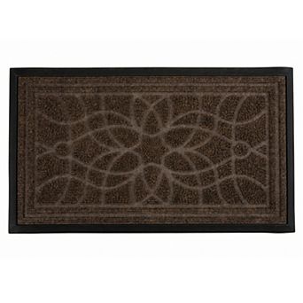 Low-Profile Outdoor Doormat, Waterproof Front Door Mat Outside Entrance, Non-Slip Geometric Scraper