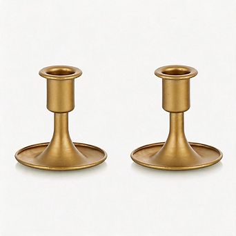 2 Pack Gold Taper Candlestick Holders for Wedding & Holiday Decor