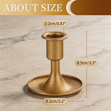 2 Pack Gold Taper Candlestick Holders for Wedding & Holiday Decor