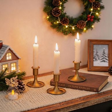 2 Pack Gold Taper Candlestick Holders for Wedding & Holiday Decor