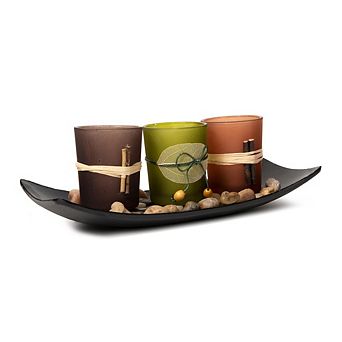 Vintage LED Candle Set Earth Tones Fall Table Decor