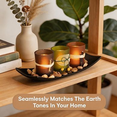 Vintage LED Candle Set Earth Tones Fall Table Decor