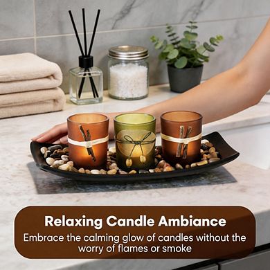 Vintage LED Candle Set Earth Tones Fall Table Decor