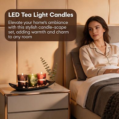 Vintage LED Candle Set Earth Tones Fall Table Decor