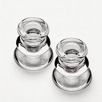 2 Pack Clear Glass Candlestick Holders for Wedding Decor