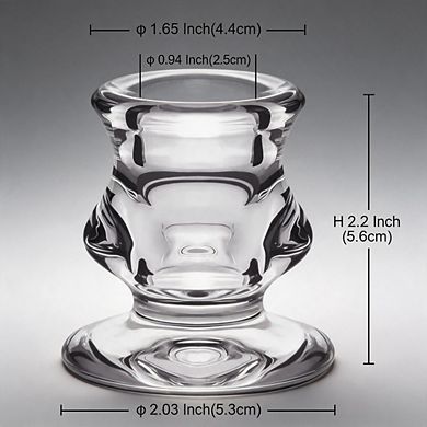2 Pack Clear Glass Candlestick Holders for Wedding Decor