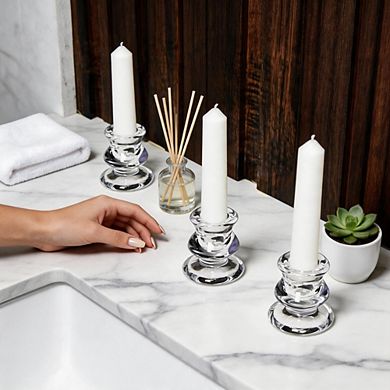 2 Pack Clear Glass Candlestick Holders for Wedding Decor