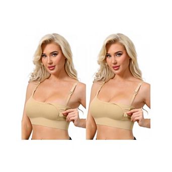 2 Packs Women's Nursing Bras Wireless Push Up Bralettes Full Coverage Bra Adjustable Straps