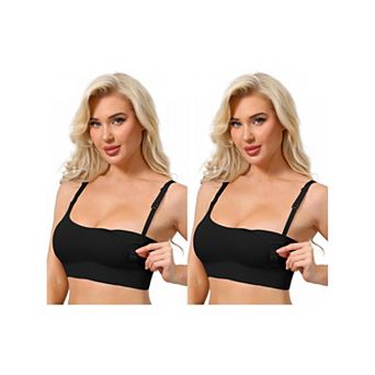 2 Packs Women's Nursing Bras Wireless Push Up Bralettes Full Coverage Bra Adjustable Straps