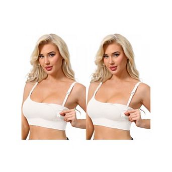 2 Packs Women's Nursing Bras Wireless Push Up Bralettes Full Coverage Bra Adjustable Straps