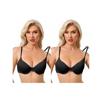2 Packs Women's Underwired Minimizers Ice Silk Full Cup Bralettes Push Up Bra Adjustable Straps
