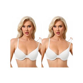 2 Packs Women's Underwired Minimizers Ice Silk Full Cup Bralettes Push Up Bra Adjustable Straps
