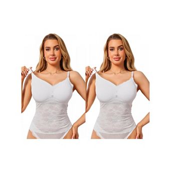 2 Packs Women's See Through Lace Camisole V Neck Spaghetti Strap Slim Fit Going Out Cami Tank