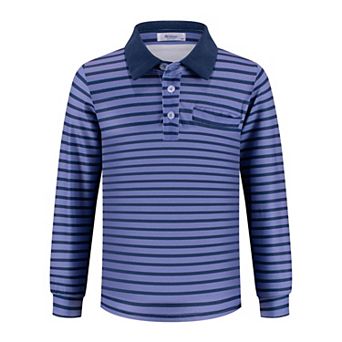 Arshiner Boys Long Sleeve Trim Polo Shirt School Uniform Shirt