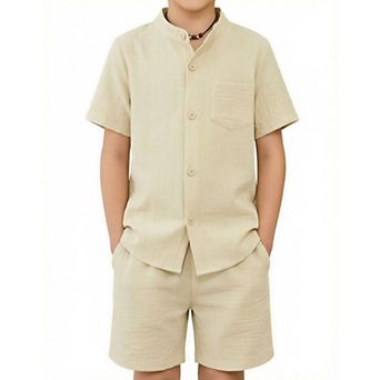 Arshiner Toddler Boys Piece Set Short Sleeve Button Down Shirt And Shorts Vacation Texture Outfits