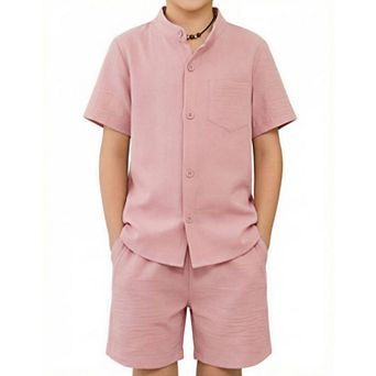 Arshiner Toddler Boys Piece Set Short Sleeve Button Down Shirt And Shorts Vacation Texture Outfits