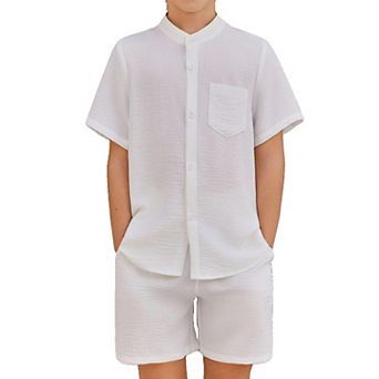 Arshiner Toddler Boys Piece Set Short Sleeve Button Down Shirt And Shorts Vacation Texture Outfits