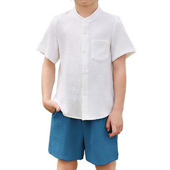 Arshiner Toddler Boys Piece Set Short Sleeve Button Down Shirt And Shorts Vacation Texture Outfits