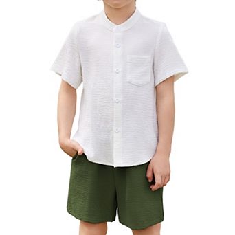 Arshiner Toddler Boys Piece Set Short Sleeve Button Down Shirt And Shorts Vacation Texture Outfits