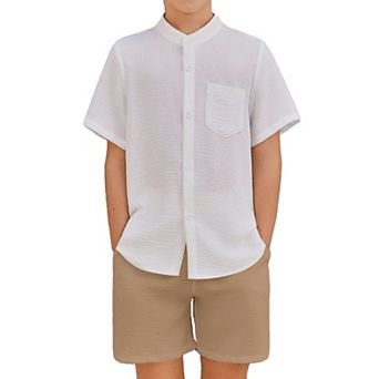 Arshiner Toddler Boys Piece Set Short Sleeve Button Down Shirt And Shorts Vacation Texture Outfits