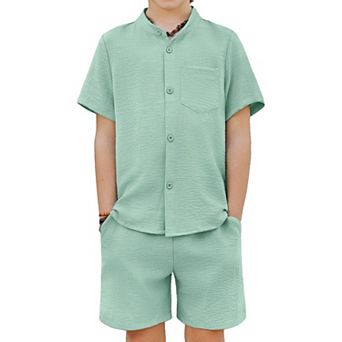 Arshiner Toddler Boys Piece Set Short Sleeve Button Down Shirt And Shorts Vacation Texture Outfits