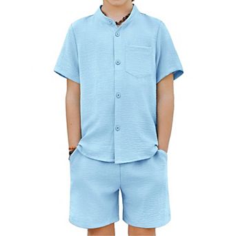 Arshiner Toddler Boys Piece Set Short Sleeve Button Down Shirt And Shorts Vacation Texture Outfits