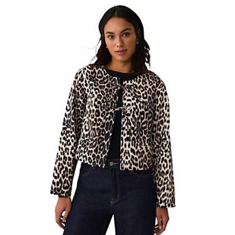 Ellos Plus Size Structured Denim Tie Front Jacket