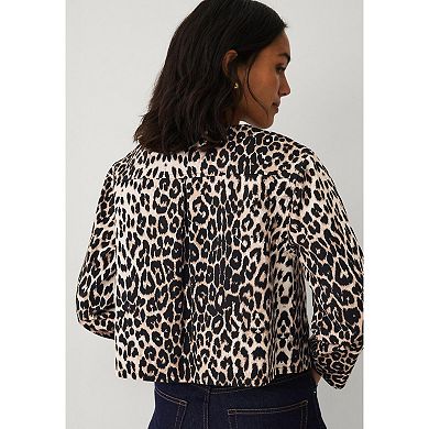 Ellos Plus Size Structured Denim Tie Front Jacket