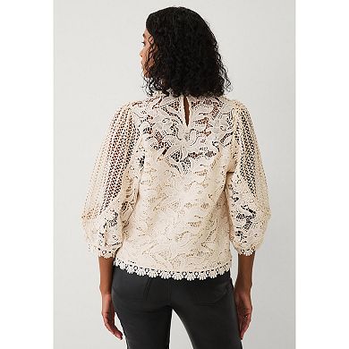 Ellos Plus Size Three-Quarter Sleeve Lace Blouse