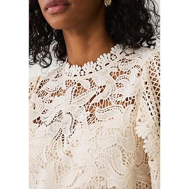 Ellos Plus Size Three-Quarter Sleeve Lace Blouse