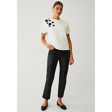 Ellos Plus Size Crew Neck Short Sleeve Tee With Applique