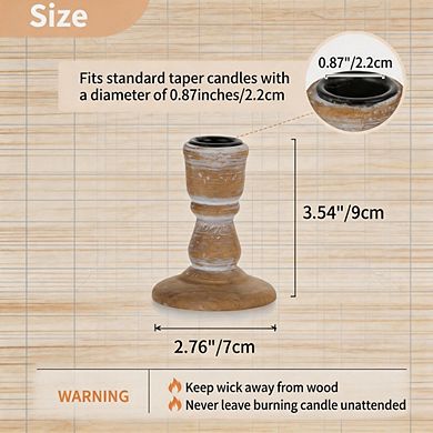 2 Pack Rustic Wooden Candle Holders Farmhouse Holiday Decor