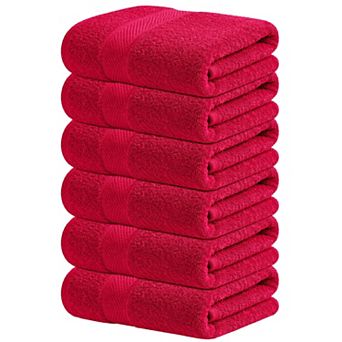 Burgundy Hand Towels Set of 6 16x28 in 600 GSM Ultra Soft Quick Dry Hotel Quality Cotton Towels