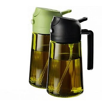 Zoulao 16oz Olive Oil Dispenser Bottle with Stickers, Black & Green, Kitchen Gadget.