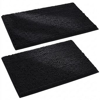 Bathroom Rugs Sets 2 pc Soft Absorbent Chenille Non Slip Shaggy Bath Rug For Tub Shower Floor