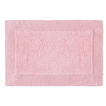 Cotton Bath Mat Reversible Water Absorbent Machine Washable Soft Rug 17x24 Chalk Pink
