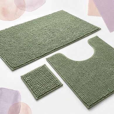 Bathroom Rugs Sets 3 Piece Non-slip Chenille Ultra Soft Washable Super Absorbent Bath Mat