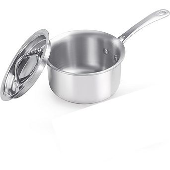 Great Ambitions Mini Sauce Pan with Lid, Tri-Ply Stainless Steel, Silver, All Cooktop Compatible.