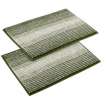 Bathroom Rugs Sets 2 pc Thick Absorbent Chenille Non Slip Soft Shaggy Machine Washable