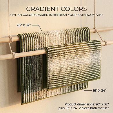 Bathroom Rugs Sets 2 Piece Thick Absorbent Chenille Non Slip Soft Shaggy Machine Washable