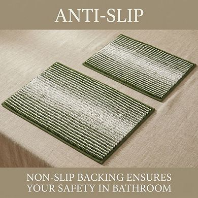 Bathroom Rugs Sets 2 Piece Thick Absorbent Chenille Non Slip Soft Shaggy Machine Washable