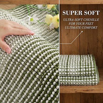 Bathroom Rugs Sets 2 Piece Thick Absorbent Chenille Non Slip Soft Shaggy Machine Washable