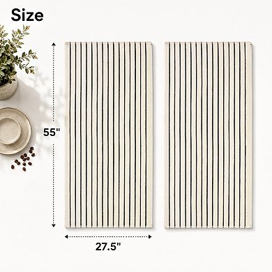 Black Ivory Striped Bath Towel Set 2 Quick Dry Soft Absorbent Large Farmhouse