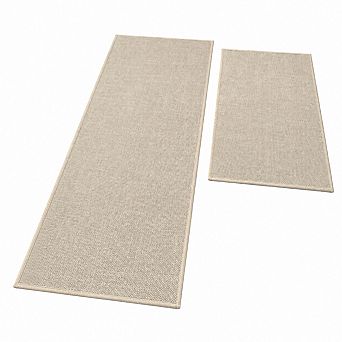Beige 2 pc Bathroom Rug Set Non Slip Quick Dry Absorbent Washable Thin