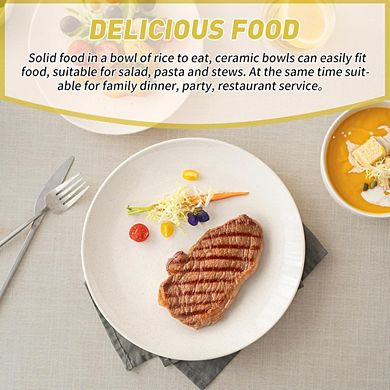 Zoulao 12-Pc White Stoneware Dinnerware Set, Service for 4, Microwave & Dishwasher Safe.