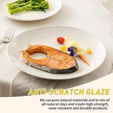 Zoulao 12-Pc White Stoneware Dinnerware Set, Service for 4, Microwave & Dishwasher Safe.